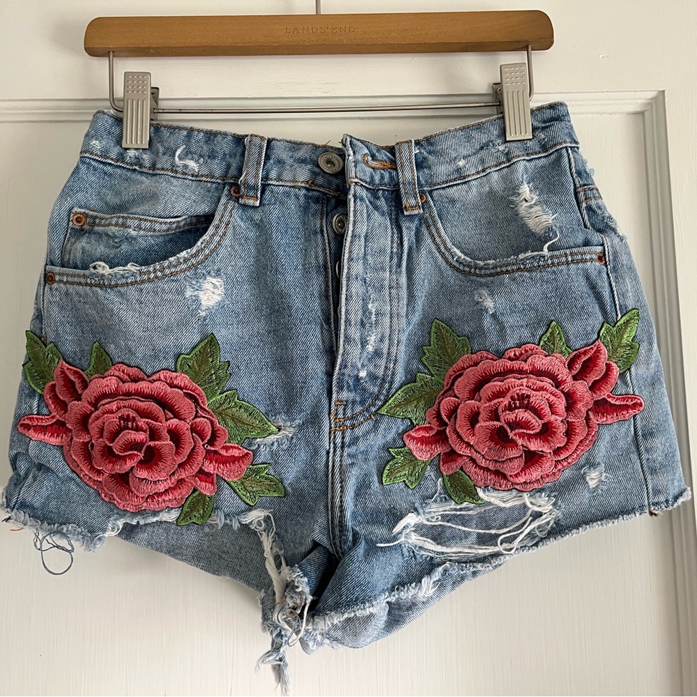 Zara Floral Patch Shorts